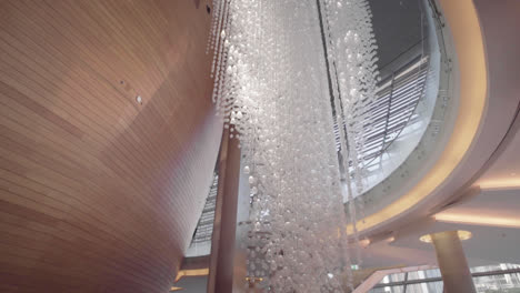 Futuristic-architecture-interior-with-hanging-glass-lighting