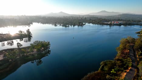 Orbiting-around-Lake-Murray-San-Diego-California-aerial