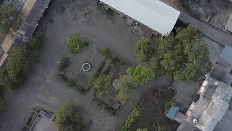 Drone-shot-of-a-residential-place-in-Kervada-Village,-Gujarat,-India