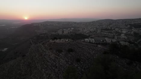 Aerial-footage-of-the-Hill-of-the-Precipice-in-Nazareth