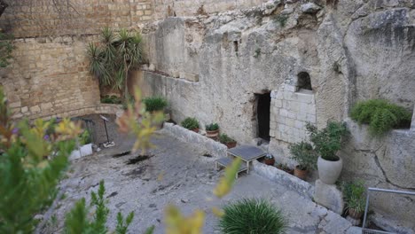 Garden-tomb-in-Israel-Jesus-is-risen-Christian-relic-and-holy-place-tomb-resurrection