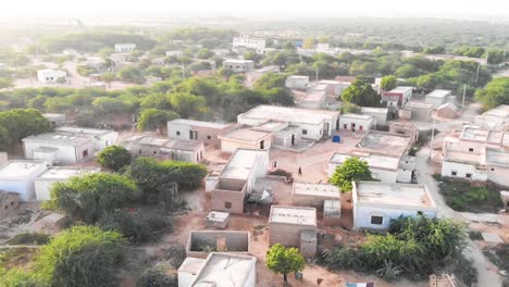 Aerial-View-Of-Rural-Village-Buildings-In-Sindh-Landscape
