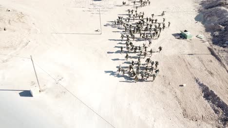 Drone-tilt-shot-A-number-of-Israel-First-Army-soldiers-in-a-military-exercise