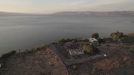 Aerial-footage-of-the-Sea-of-Galilea-and-Caperneum-in-Israel