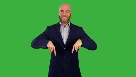 Pointing-down-on-a-green-screen
