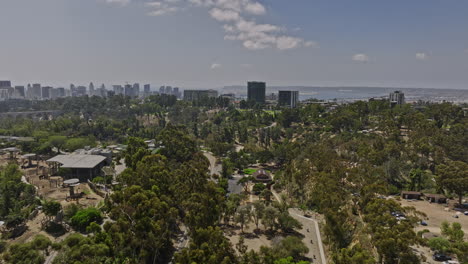 San-Diego-California-Aerial-v78-low-flyover-balboa-park-capturing-affluent-hilltop-neighborhood-bankers-hill,-downtown-cityscape-and-bay-views-at-daytime---Shot-with-Mavic-3-Cine---September-2022