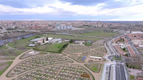Aerial-Shot-Of-Vity-Farms,-Green-Agricultural-Areas-In-Salamanca,-Spain