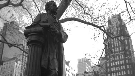Bronze-Sculpture-Of-William-Earl-Dodge-Erected-At-Bryant-Park-In-Manhattan,-New-York,-USA
