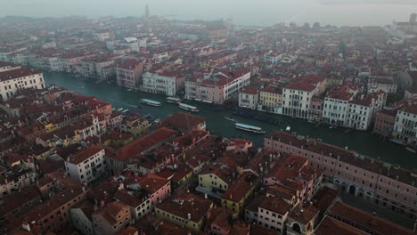 Venice-Cityscape-And-Venetian-Lagoon-From-Above-In-Italy---aerial-drone-shot