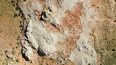Top-View-Of-White-Pocket,-Sandstone-With-Unusual-Formations-At-Vermilion-Cliffs-National-Monument-In-Utah,-USA