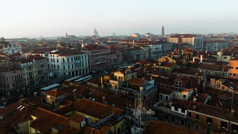Aerial-View-Of-Venice-Skyline-With-Grand-Canal-In-Italy---drone-shot