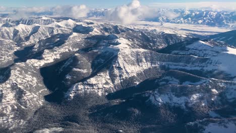 Aerial-of-Mountains-Covered-in-Snow-in-Montana