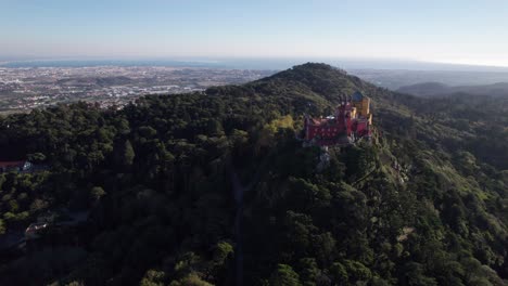 Park-and-National-Palace-of-Pena-in-Sintra,-Portugal