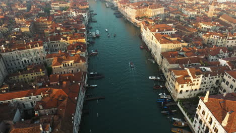Flying-Over-Venice-City-And-Grand-Canal-In-Italy---drone-shot