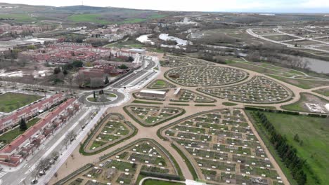 Drone-Shot-Of-Agriculture-Green-Fields-In-Salamanca,-Spain