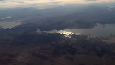 Aerial-of-Lake-in-Nevada-Red-Rocks