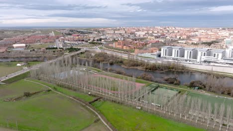 Riverside-In-Salamanca-Urban-City-With-Overview-Of-Residential-Area,-Spain