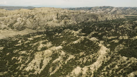Arid-canyon-landscape-with-hills-and-scarce-bush-vegetation,-Georgia
