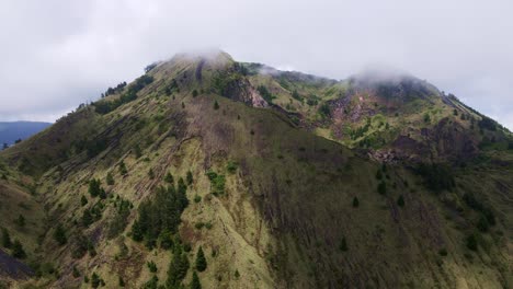 Clouds-Over-Mount-Batur-Volcano-Crater-In-Bali,-Indonesia