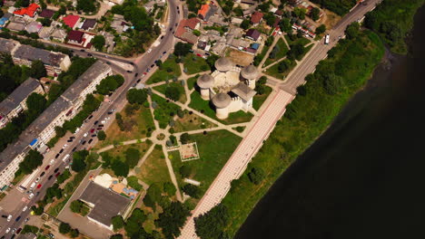 Drone-Soroca-Fortress,-near-Dniester-river