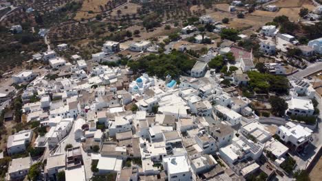 A-city-overview-of-a-mountain-village-in-Paros,-Greece