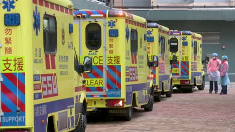 Ambulances-and-health-workers-prepare-for-a-mass-number-of-Covid-19-Coronavirus-positive-cases-outside-a-building-placed-under-lockdown-at-a-public-housing-complex-in-Hong-Kong