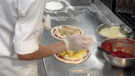 Pizza-is-made-by-fresh-ingredient-material-and-baked-in-a-hot-fire-oven-by-skilled-chef-in-Asia-middle-east-in-Qatar