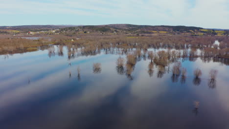 Climate-change-and-global-warming-demonstrated-in-an-aerial-view-of-a-flooded-river