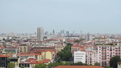 Milan-city-skyscrapers-at-great-distances-and-apartments-in-foreground