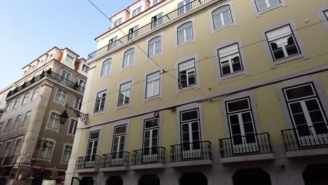 Typical-Building-Facade-In-Lisbon-Downtown,-Portugal