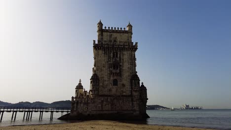 Belem-Tower---UNESCO-World-Heritage-Site-On-The-Banks-Of-Tagus-River-In-Lisbon,-Portugal