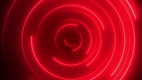 Rote-Neon-Hintergrundschleife-Mit-Abstrakten-Tunnelkreisen,-Die-Sich-Auf-Hypnotische-Weise-Drehen,-Nahtloser-Roter-Tunnel