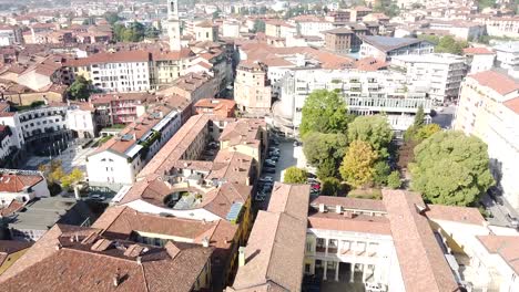 Iconic-township-of-Bergamo,-aerial-orbit-view