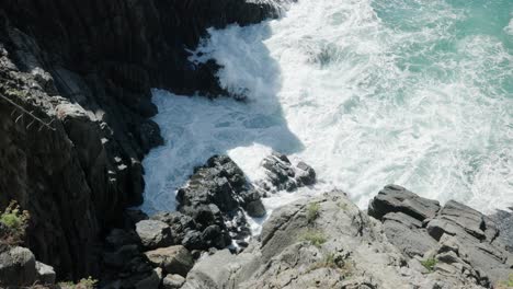 Ocean-Waves-Crashing-On-The-Rocky-Cliffs-In-Summer