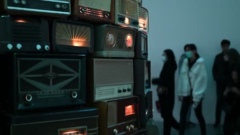 Multiple-Radios-within-Tate-Modern,-London,-United-Kingdom