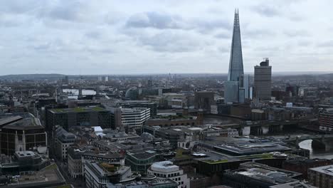 View-of-The-Shard-and-Tower-Bridge-from-St-Paul's-Cathedral,-London,-United-Kingdom