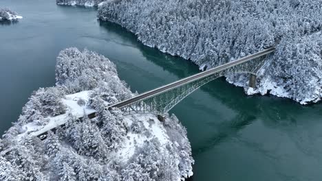 Overhead-aerial-view-of-Deception-Pass-bridge-in-Washington-State