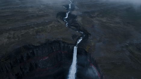 Aerial-drone-footage-of-Hengifoss-waterfall-in-Iceland