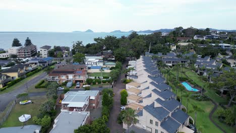 Aerial-shot-of-a-Residential-Aerial-at-Soldiers-Point-in-Salamander-Bay-NSW-Australia