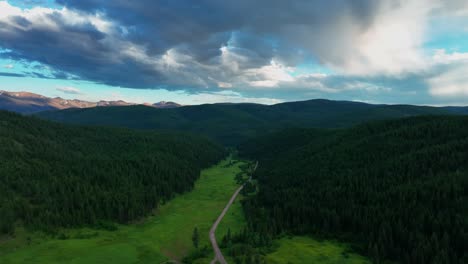 Scenic-Mountains-And-Lush-Vegetation-In-Lolo,-Missoula-County,-Montana,-United-States---aerial-drone-shot