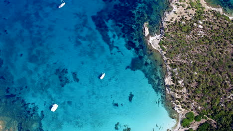 Aerial-Drone-View-of-Cala-Sabina,-golfo-Aranci,-Olbia,-Sardinia
