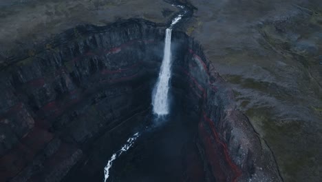 Aerial-drone-footage-of-Hengifoss-waterfall-in-Iceland