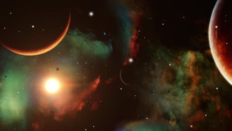 Planetas-Y-Nubes-Nebulosas-En-El-Universo