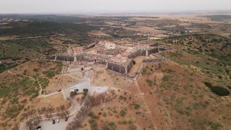 Aerial-view-of-the-fortress-of-Elvas,-Portugal