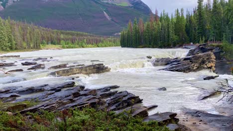Statische-Szene-Der-Kanadischen-Flussfälle-Im-Wald