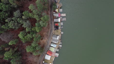 Village-by-the-lake.-Drone-fly-over