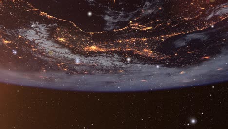 La-Superficie-Del-Planeta-Tierra-En-El-Espacio-Rodeado-De-Estrellas