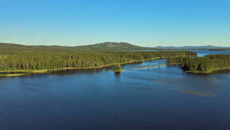 Beautiful-forest-lake-and-river-of-Vansbro-municipality,-Dalarna-county,-Sweden