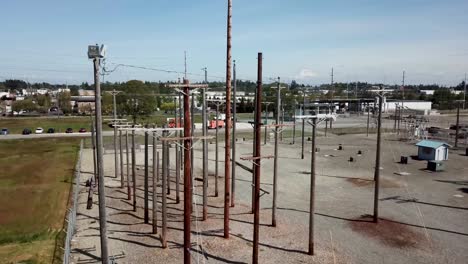 Telephone-Poles-Training-Grounds-For-Enhancing-Skills-Of-Students-At-Bates-Technical-College-In-Tacoma,-Washington
