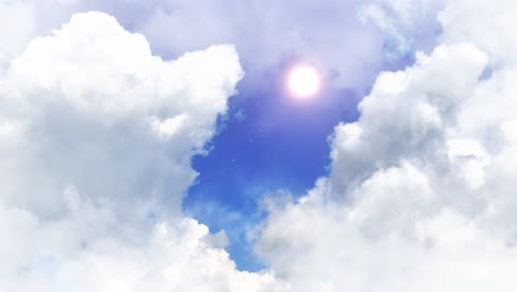 El-Sol-Brillaba-Intensamente-Contra-El-Cielo-Azul-Con-Nubes-Blancas